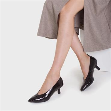 Wonders Hilda Heel Tab Classic High Heel - Black Croc